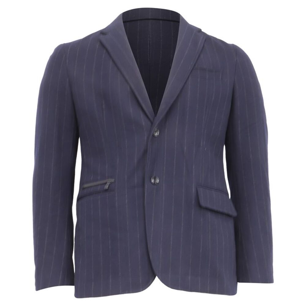 Ermenegildo Zegna Pinstripe  Single-Breasted Blazer in Navy Blue Wool